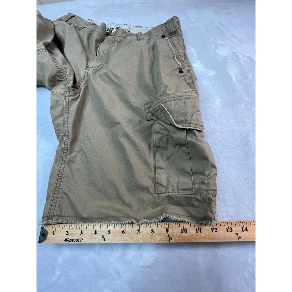 VTG OLD NAVY Mens 34 Shorts Khaki Tan Cargo Pocket Raw‎ Hem 10